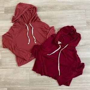 Two Bozzolo Cropped Tops With Draw String Hoods